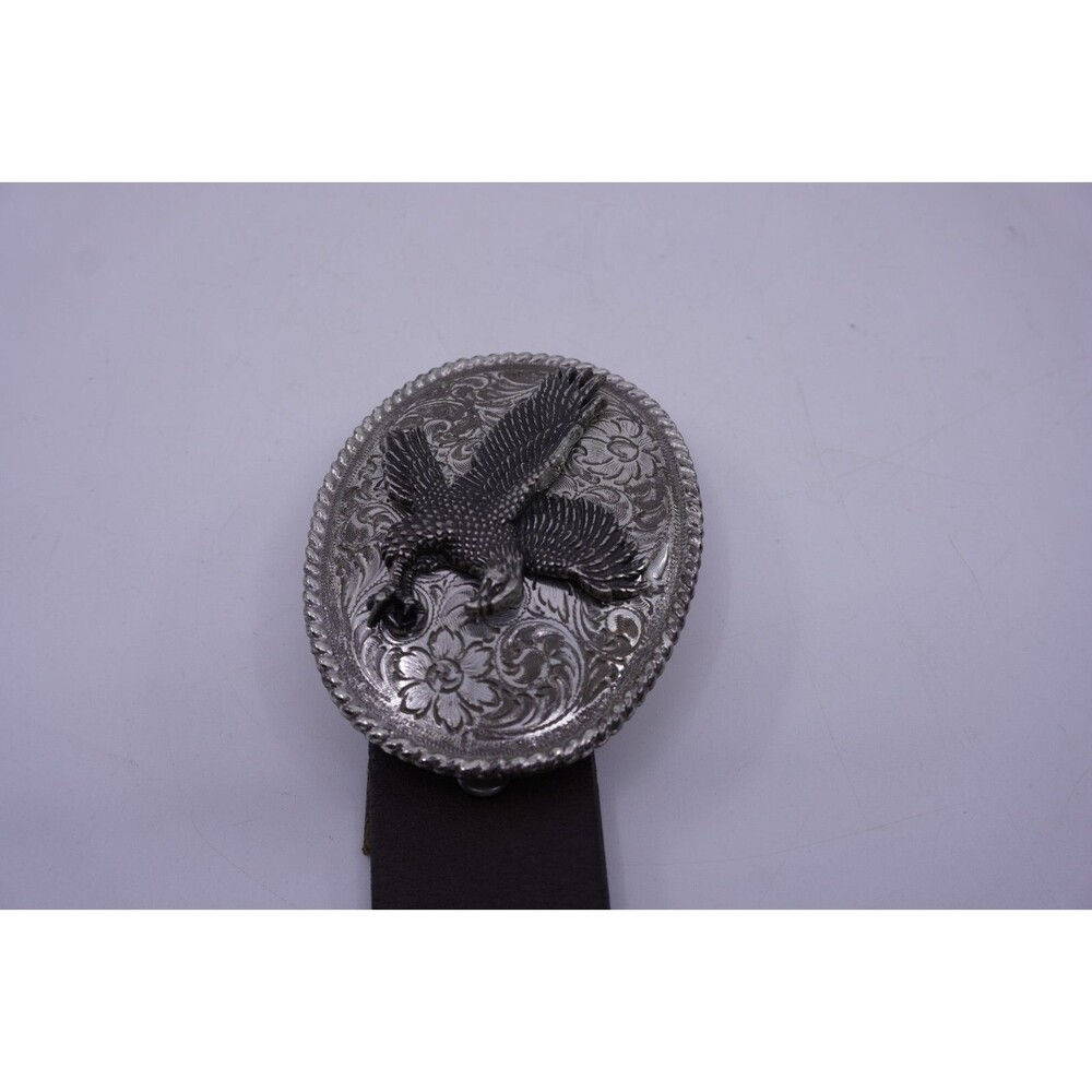 Flying Eagle Western Decorative Belt Buckle Plate (Silver Color) Floral Back - Picture 3 of 4